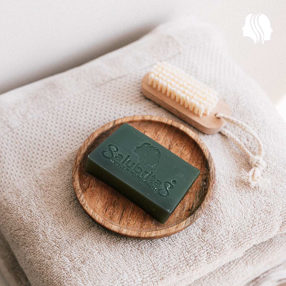 Salubritas Shampoo bar, hair brush and bath towel