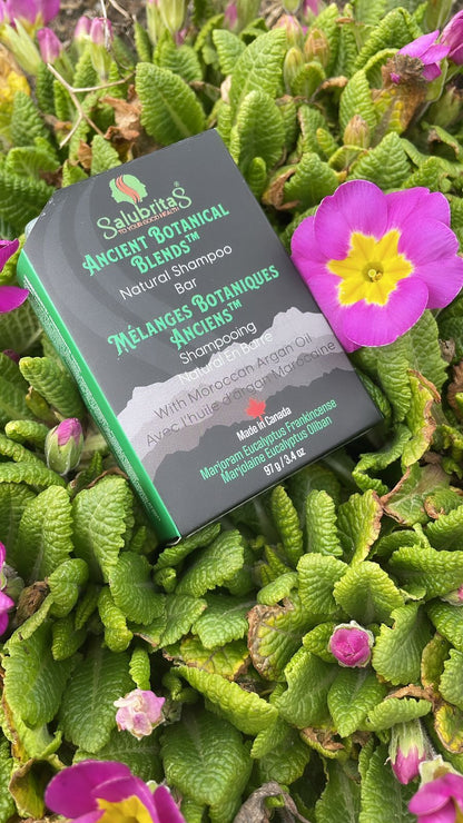 Natural Shampoo Bar on the top of the flower plant - salubritashealthstore