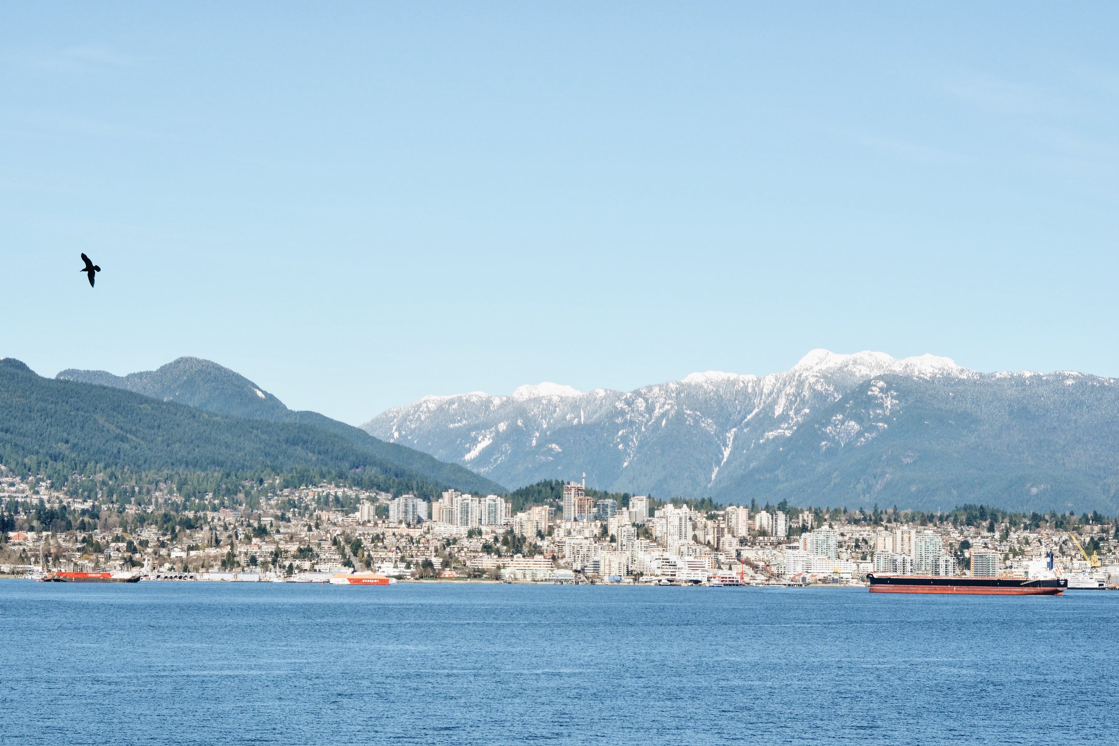 Vancouver BC Harbor with Mountain View